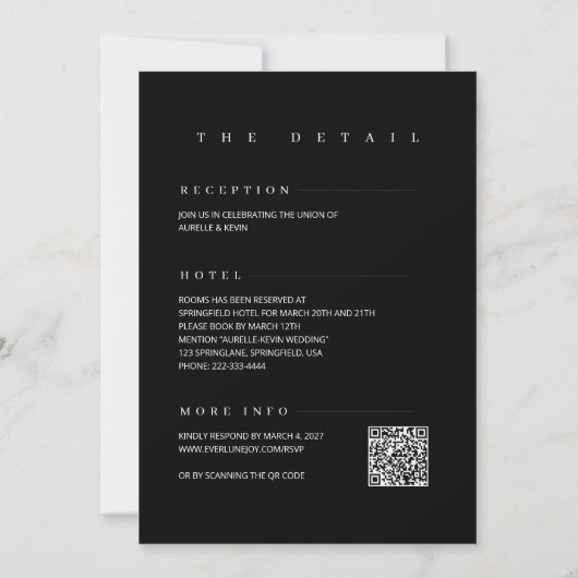 Minimalist Simple Elegant Black QR Code Wedding Kaart (Achterkant)