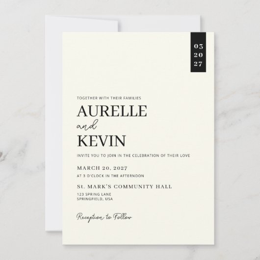 Minimalist Simple Elegant Ivory QR Code Wedding  Kaart (Voorkant)
