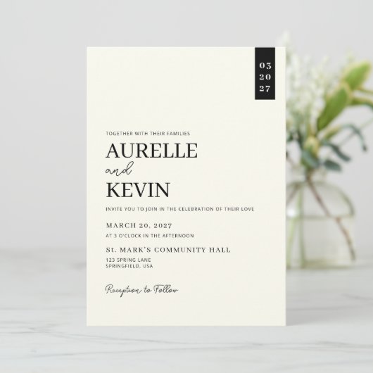 Minimalist Simple Elegant Ivory QR Code Wedding  Kaart (Staand voorkant)
