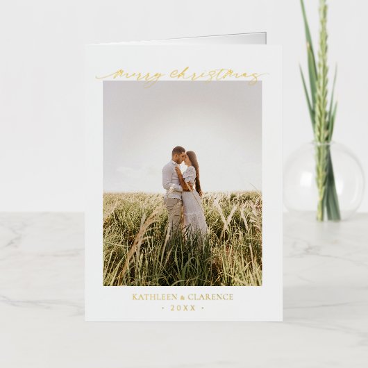 Minimalist Simple Elegant Photo Classic Christmas Folie Feestdagenkaart (Voorkant)