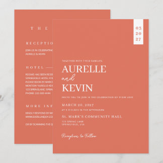 Minimalist Simple Elegant QR Code Wedding Kaart