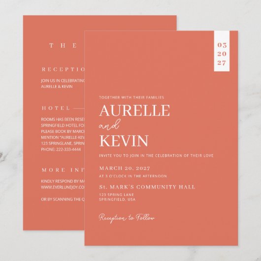 Minimalist Simple Elegant QR Code Wedding Kaart (Voorkant / Achterkant)