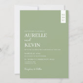 Minimalist Simple Elegant Sage QR Code Wedding Kaart (Voorkant)