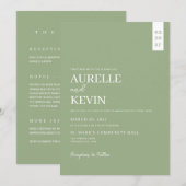 Minimalist Simple Elegant Sage QR Code Wedding Kaart (Voorkant / Achterkant)