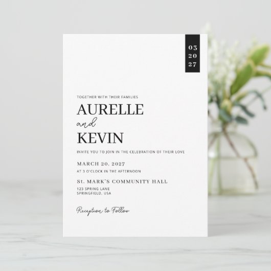 Minimalist Simple Elegant White QR Code Wedding  Kaart (Staand voorkant)