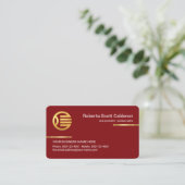 Minimalist Simple Gold Lines On Red Layer Visitekaartje (Staand voorkant)