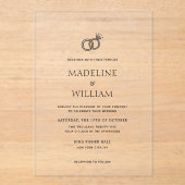 Minimalist Simple Hand Drawn Rings Wedding Acryl Uitnodigingen (Voorkant)