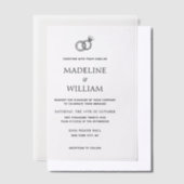 Minimalist Simple Hand Drawn Rings Wedding Vellum Uitnodigingen (Offset)