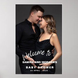Minimalist simple modern Baby Shower Photo welcome Poster