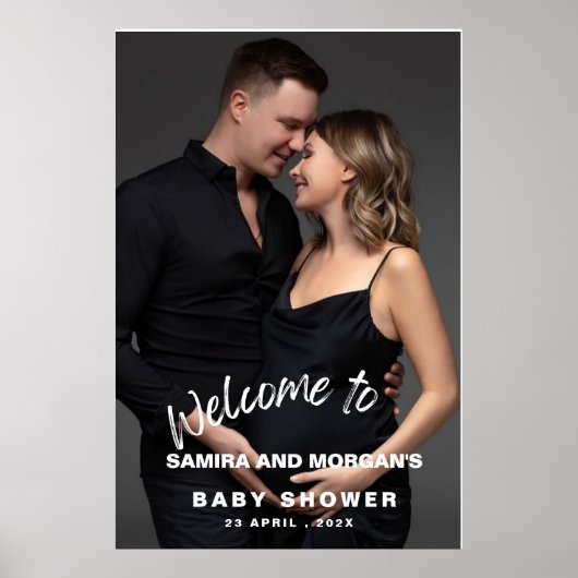Minimalist simple modern Baby Shower Photo welcome Poster (Voorkant)