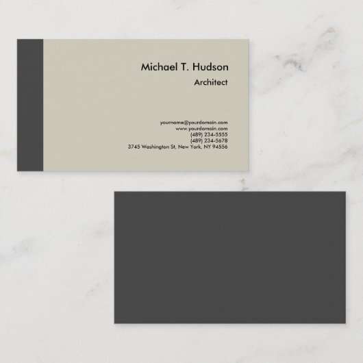Minimalist Simple Plain Architect Modern Visitekaartje (Voorkant / Achterkant)