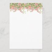 Minimalist Simple Pretty rose vine floral wedding Menu (Achterkant)