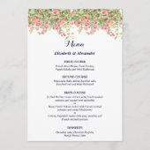 Minimalist Simple Pretty rose vine floral wedding Menu (Voorkant)