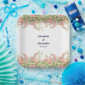 Minimalist Simple Pretty rose vine floral wedding Papieren Bordje (Feest)