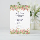 Minimalist Simple Pretty rose vine floral wedding RSVP Kaartje (Staand voorkant)