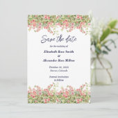 Minimalist Simple Pretty rose vine floral wedding Save The Date (Staand voorkant)