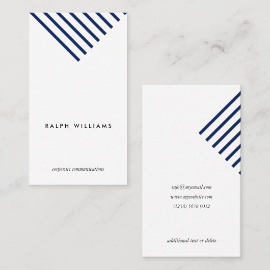 Minimalist simple professional nautical blue lines visitekaartje (Voorkant / Achterkant)