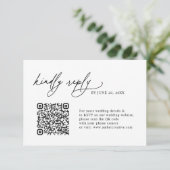 Minimalist Simple QR code Wedding RSVP Cards (Staand voorkant)