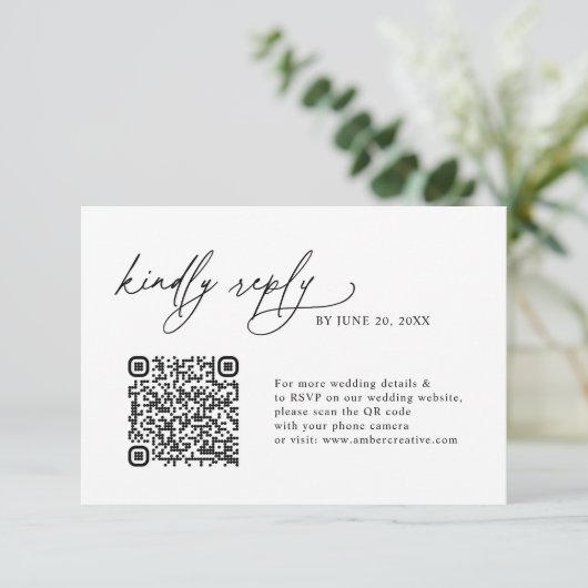 Minimalist Simple QR code Wedding RSVP Cards (Staand voorkant)