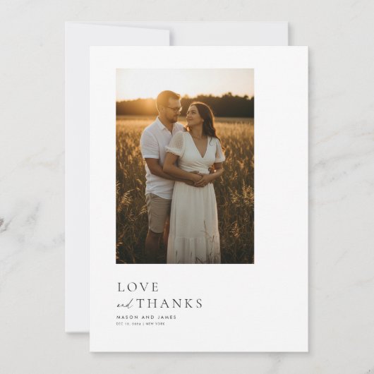 Minimalist Simple Script with Boho Wedding Photo Bedankkaart (Voorkant)