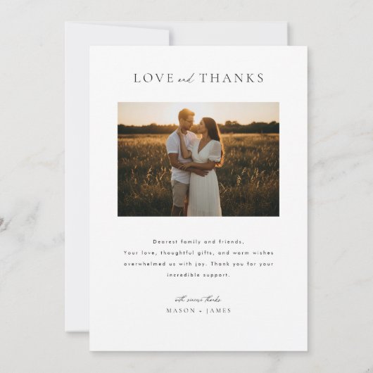 Minimalist Simple Script with Boho Wedding Photo Bedankkaart (Achterkant)