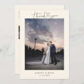 Minimalist Simple Script with Heart Wedding Photo Bedankkaart (Voorkant / Achterkant)