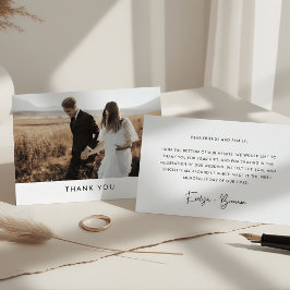 Minimalist Simple Script with Heart Wedding Photo Briefkaart