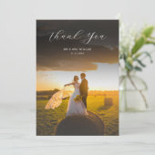 Minimalist Simple Script with Wedding Photo Bedankkaart (Staand voorkant)