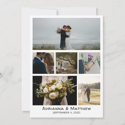 Minimalist Simple Six Photo Wedding Dank u Bedankkaart (Voorkant)