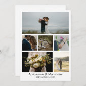 Minimalist Simple Six Photo Wedding Dank u Bedankkaart (Voorkant / Achterkant)