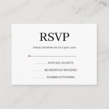 Minimalist Simple Wedding RSVP Enclosure Card
