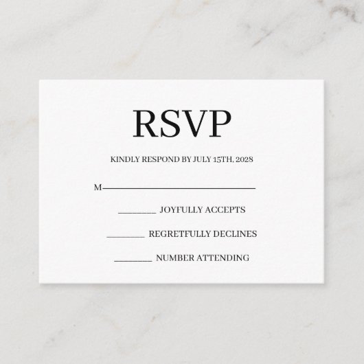 Minimalist Simple Wedding RSVP Enclosure Card Informatiekaartje (Voorkant)