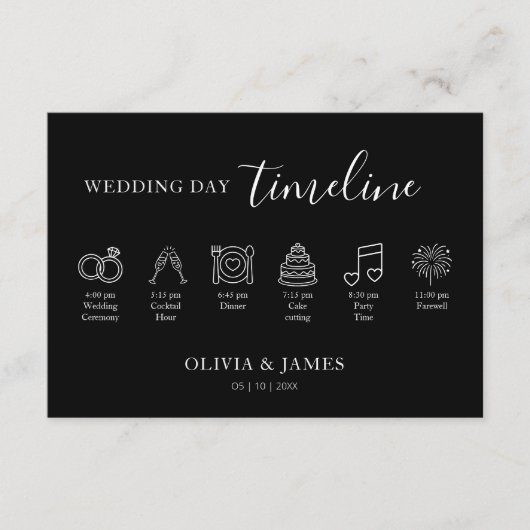 Minimalist Simple Wedding Timeline Informatiekaartje (Voorkant)