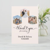 Minimalist SimpleW Script with Heart Wedding Photo Bedankkaart (Staand voorkant)