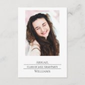 Minimalist Single Photo Grad Party  Informatiekaartje (Voorkant)