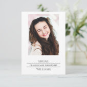 Minimalist Single Photo Grad Party  Informatiekaartje (Staand voorkant)