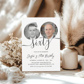 Minimalist Sixty Black White 60th Birthday Party Kaart