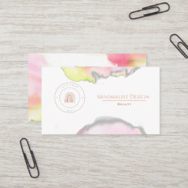 MINIMALIST SJABLOON WATERVERF GROEN EN PINK VISITEKAARTJE