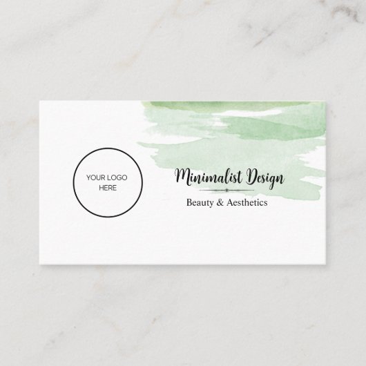 MINIMALIST SJABLOON WATERVERF GROEN VISITEKAARTJE (Voorkant)