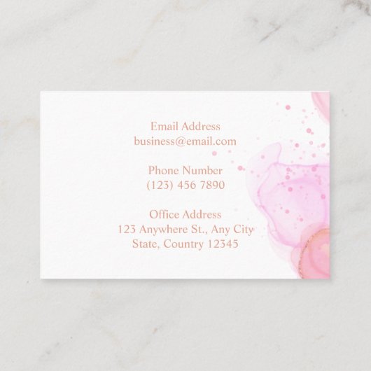 MINIMALIST SJABLOON WATERVERF PINK VISITEKAARTJE (Achterkant)