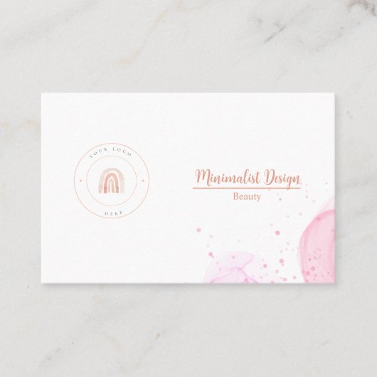 MINIMALIST SJABLOON WATERVERF PINK VISITEKAARTJE (Voorkant)