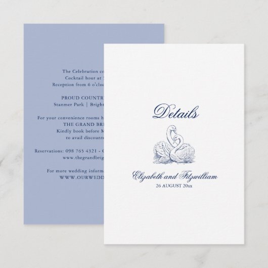 Minimalist Sketch Bruids Boeket Trouwdetails Informatiekaartje (Voorkant / Achterkant)