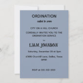 Minimalist Slate Blue Ordination Invitation Kaart (Voorkant)