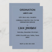 Minimalist Slate Blue Ordination Invitation Kaart (Voorkant / Achterkant)