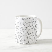 Minimalist Sleepy Cat Pattern Mug | Hand-Drawn Cer Koffiemok (Voorkant rechts)