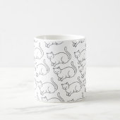 Minimalist Sleepy Cat Pattern Mug | Hand-Drawn Cer Koffiemok (Center)