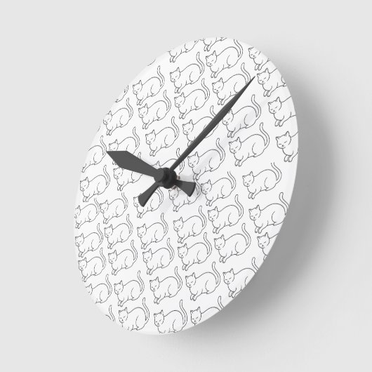 Minimalist Sleepy Cat Pattern Round Wall Clock  Ronde Klok (Hoek)
