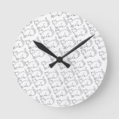 Minimalist Sleepy Cat Pattern Round Wall Clock  Ronde Klok (Voorkant)