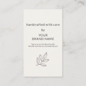 Minimalist Small Business Care Instructions Visitekaartje (Achterkant)