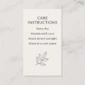 Minimalist Small Business Care Instructions Visitekaartje (Voorkant)